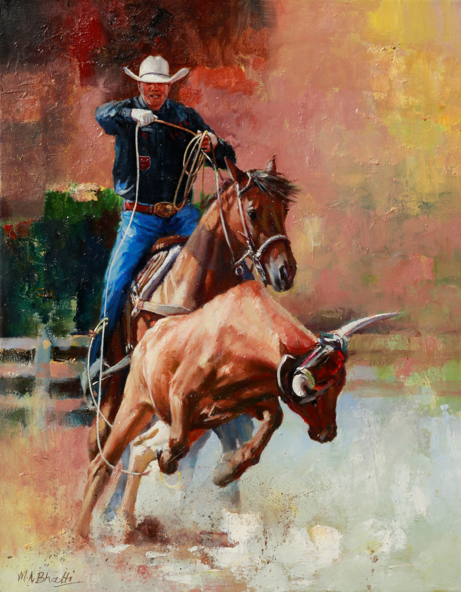 Chasin’ Em Down – Oil on Canvas 20 X16 ($2,500)
