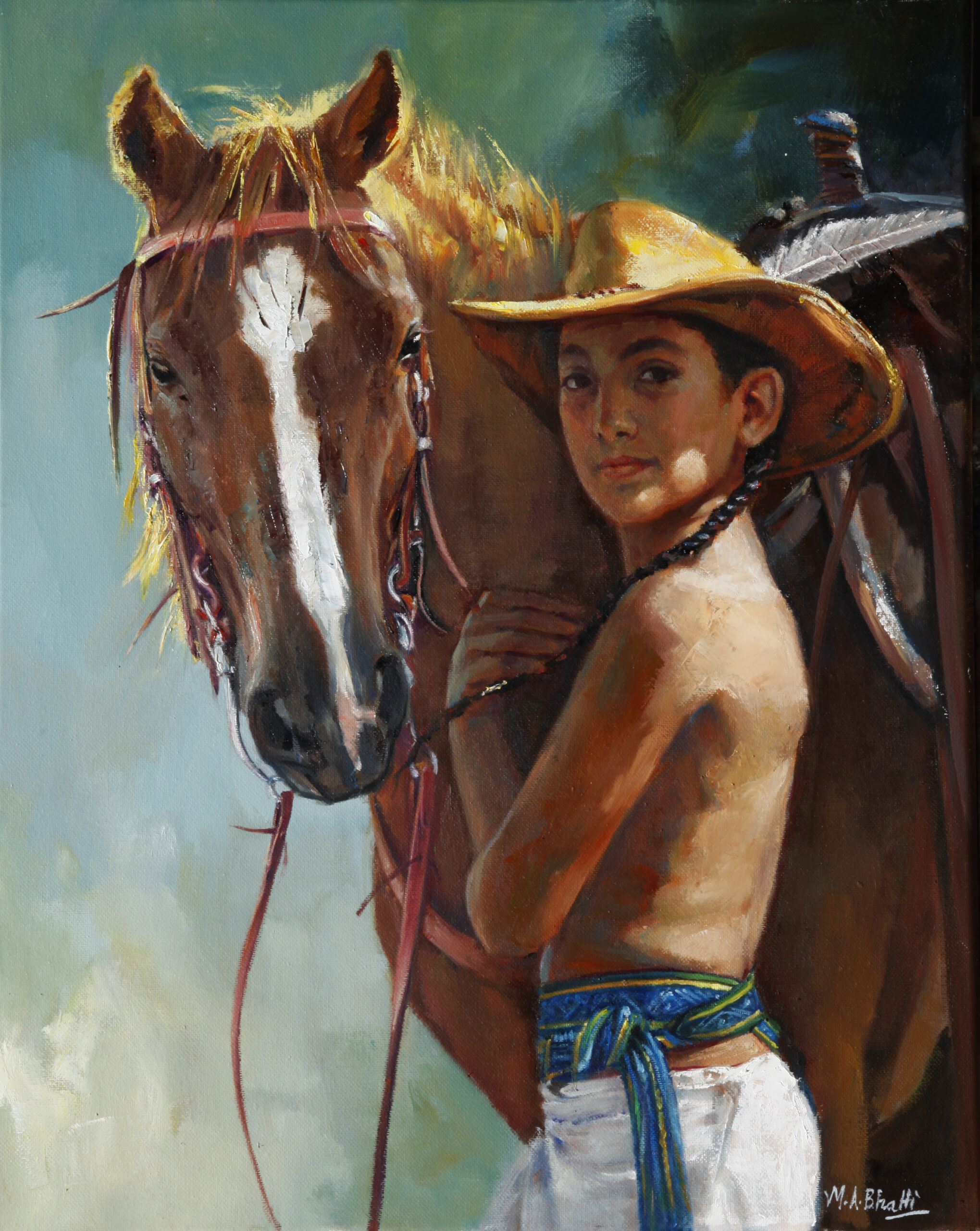 (SOLD) Apache Boy – Oil on Canvas 20 x 16